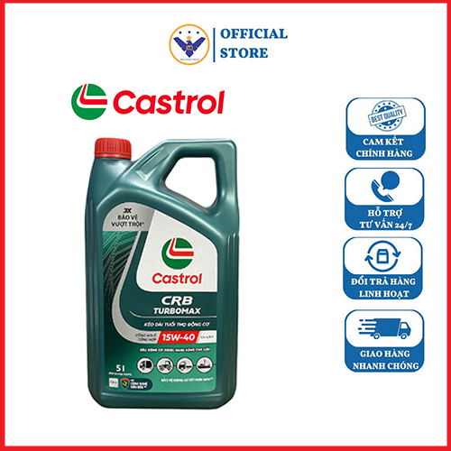 Dầu nhớt ô tô Castrol CRB Turbomax 15W40 và 20W50 can 5L API CK-4