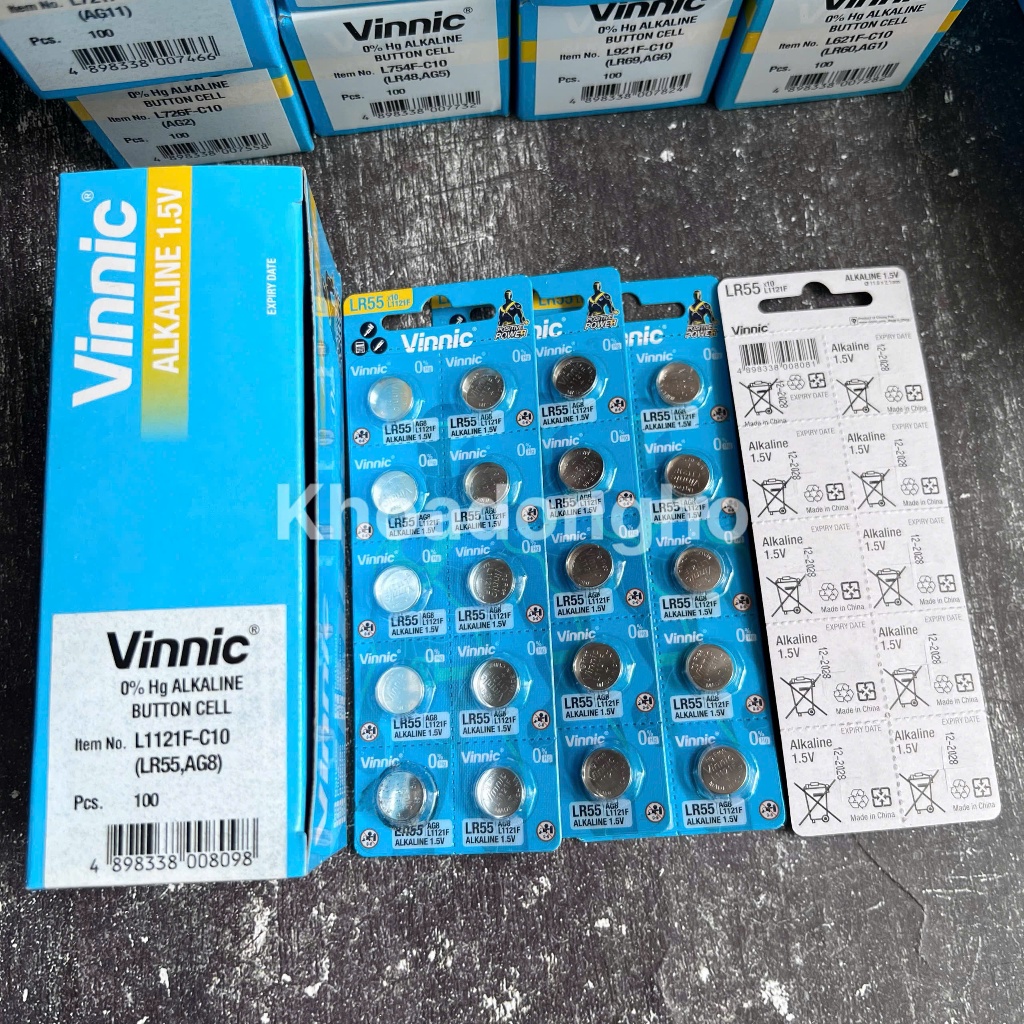[ SỈ 100 Viên ] Hộp 10 Vỉ Pin Đồng Hồ L521F AG0 379A 379 LR521 SR63 521 VINNIC