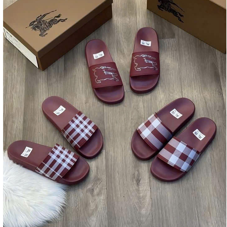 Dép nam BBR, dép boy phố burberry phối kẻ hàng cao cấp
