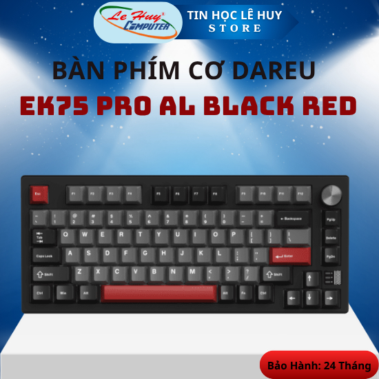 BÀN PHÍM CƠ DAREU EK75 PRO AL BLACK RED - Hàng Chính Hãng