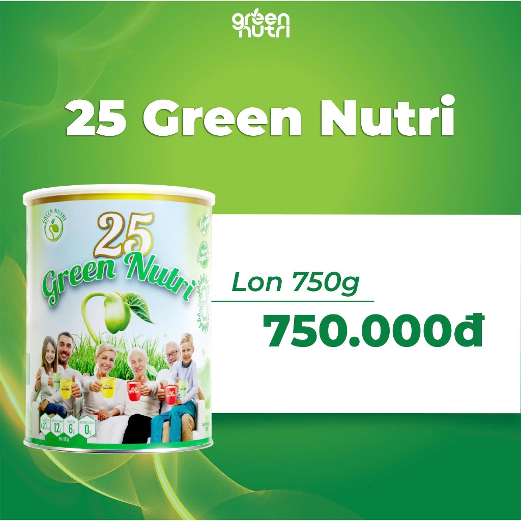 25 Green Nutri - Sữa Hạt Ngũ Cốc Có Chứa Tảo Xoắn Spirulina Tốt Cho Sức Khỏe - Lon 750Gr