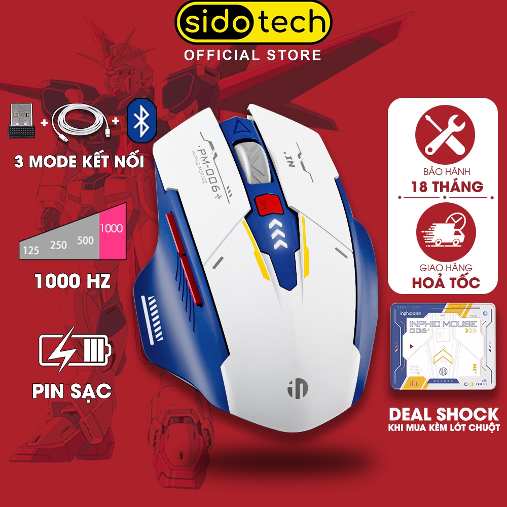 Chuột gaming không dây bluetooth SIDOTECH INPHIC F9 gundam V2  sạc pin 3 mode công thái học máy tính | BigBuy360 - bigbuy360.vn