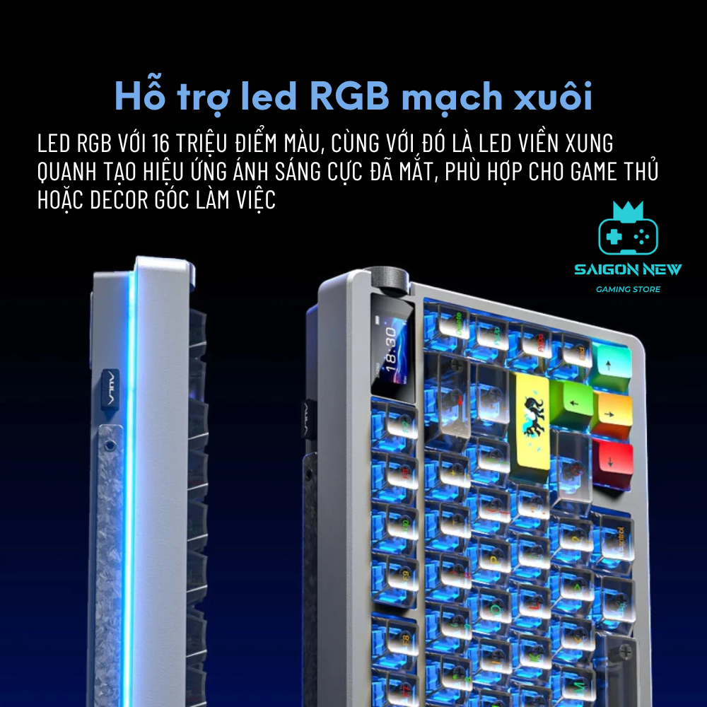 Bàn phím cơ không dây Aula NOVA75 - Có màn led - 3 mode kết nối - Hotswap 5pin - LED RGB mạch xuôi | BigBuy360 - bigbuy360.vn
