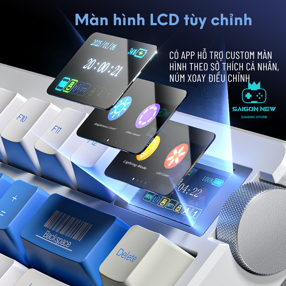 Bàn phím cơ không dây Aula NOVA75 - Có màn led - 3 mode kết nối - Hotswap 5pin - LED RGB mạch xuôi | BigBuy360 - bigbuy360.vn