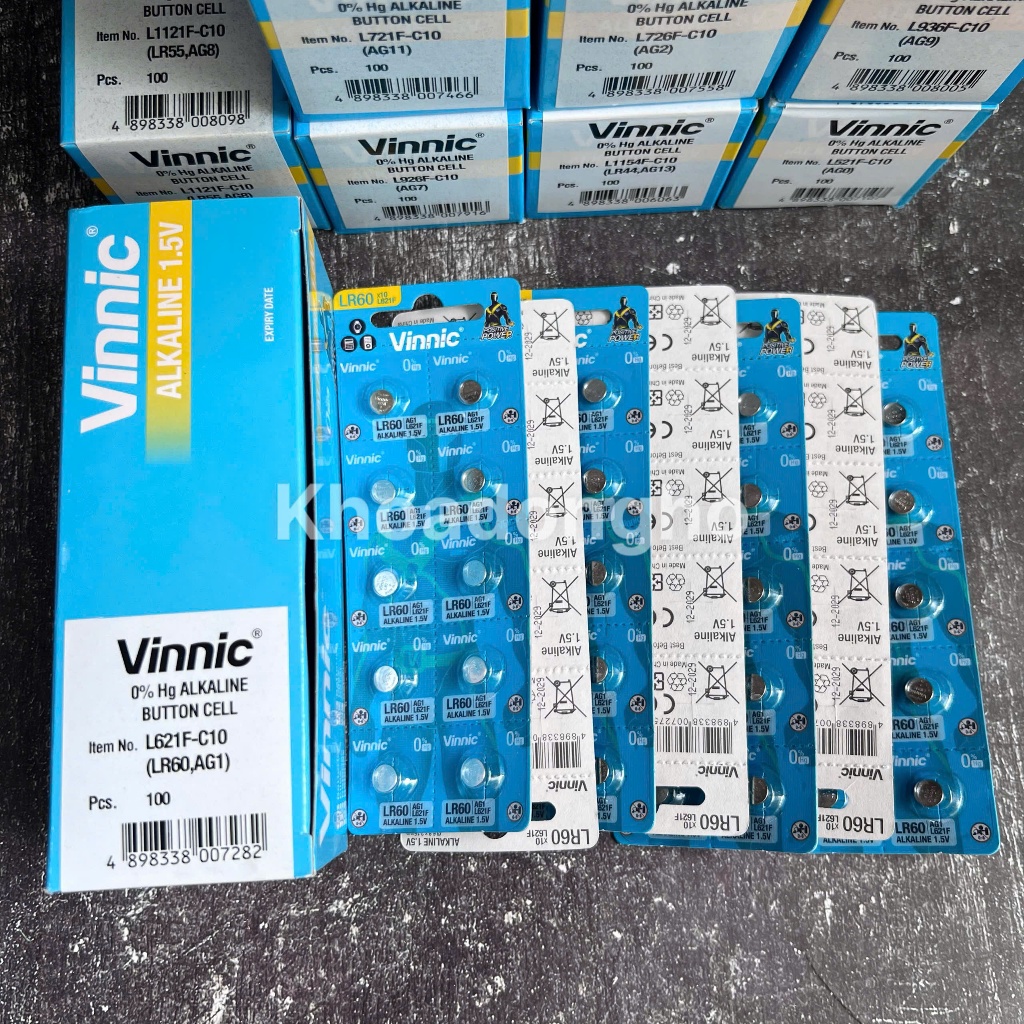 [ SỈ 100 Viên ] Hộp 10 Vỉ Pin Đồng Hồ L621F LR60 AG1 SR621SW 621 364 164 VINNIC