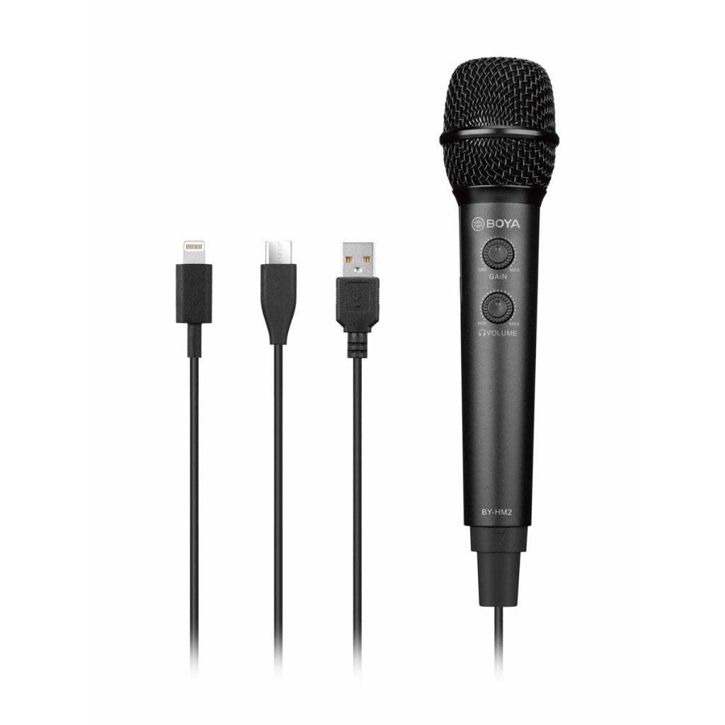 Microphone thu âm Boya BY-HM2 | Microphone cầm tay | Cổng Type C, USB, Lightning