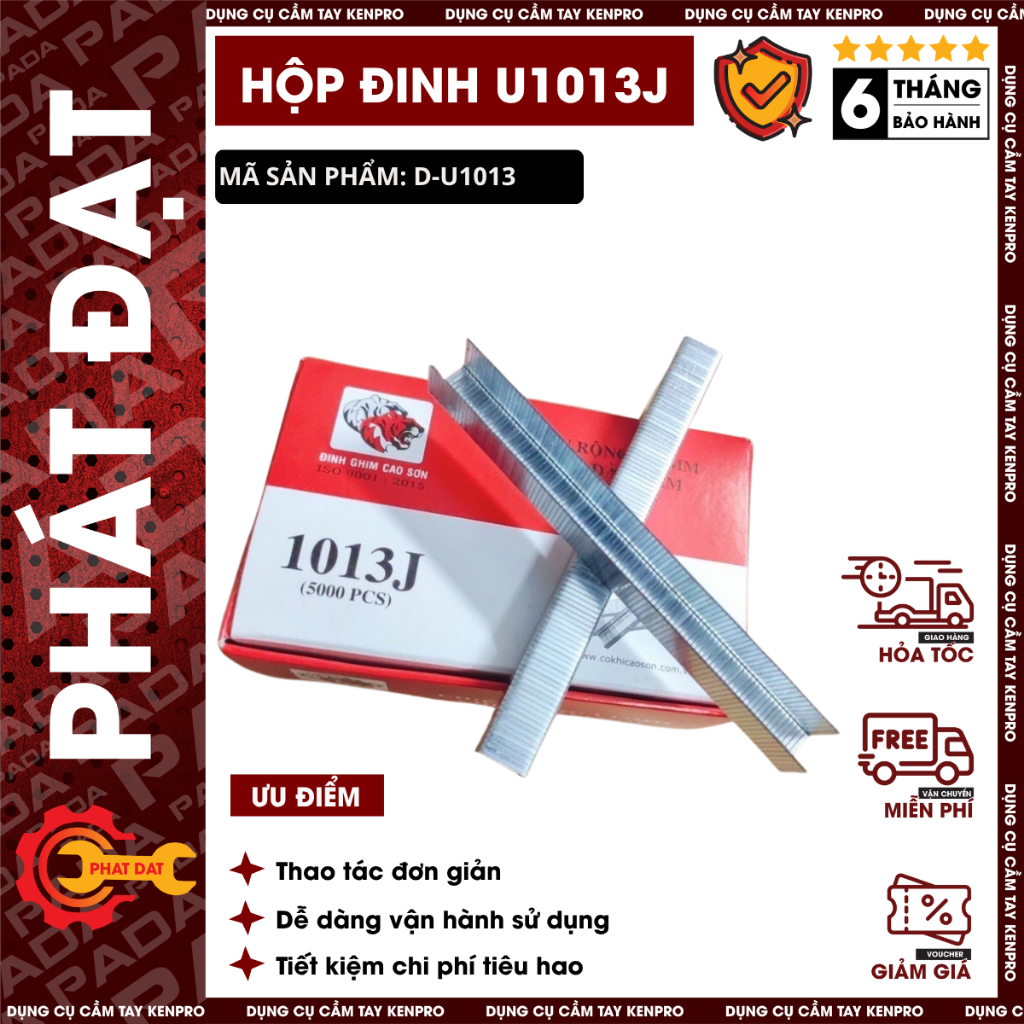 Hộp 5000 Đinh U1013J - Đinh ghim U cho máy bắn đinh U