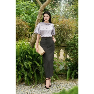 Áo Sơ MI Nữ Tay Bồng MY WAY Chấm Bi Kết Hoa Cao Cấp 3ma05169