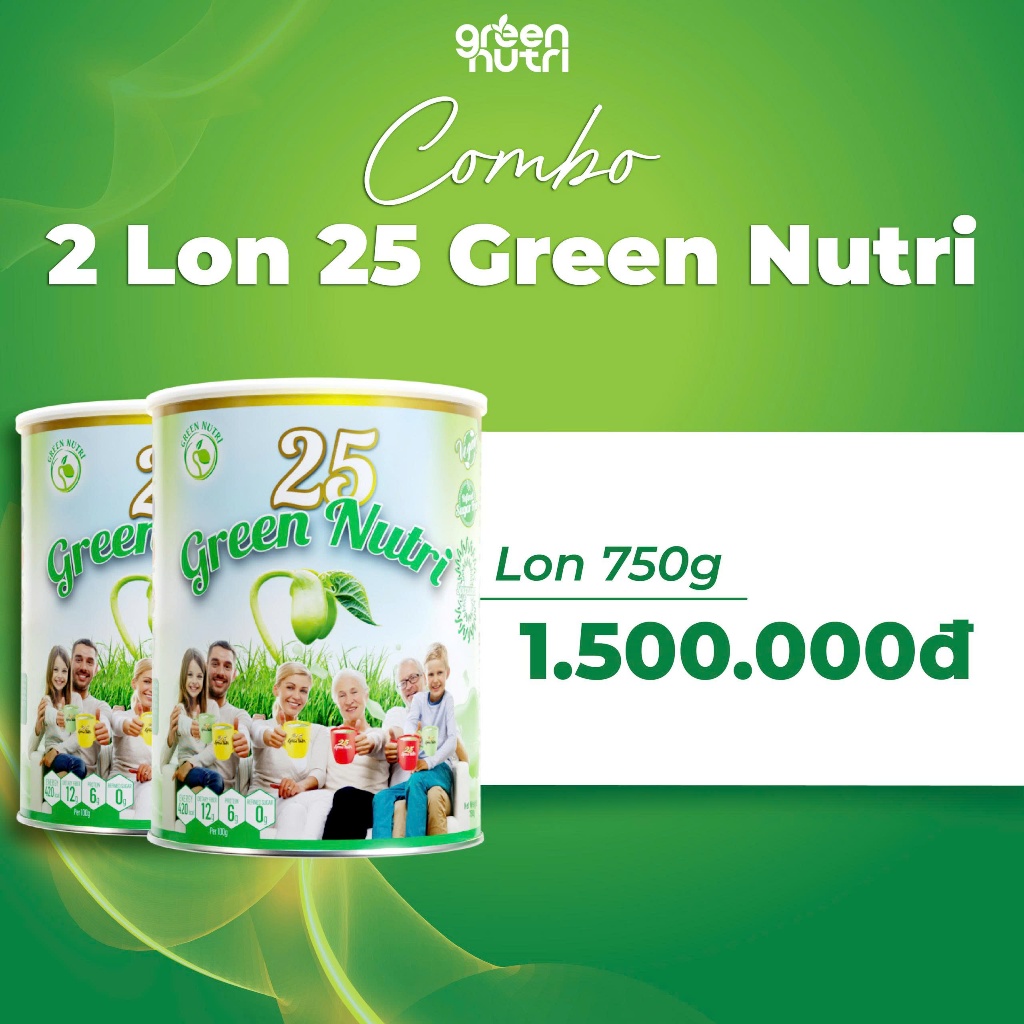 Combo 2 Lon 750Gr 25 Green Nutri - Sữa Hạt Ngũ Cốc Có Chứa Tảo Xoắn Spirulina Tốt Cho Sức Khỏe