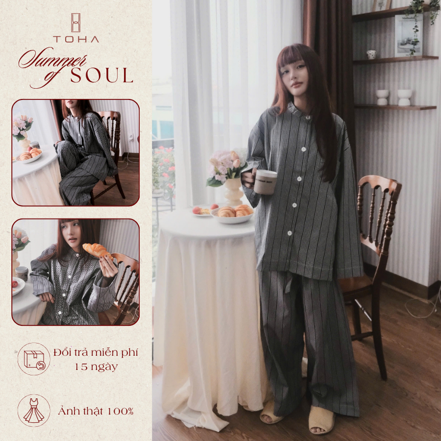 [NEW COLLECTION] TOHA Homewear Bộ Đồ Ngủ Unisex Mặc Nhà Thoáng Mát - LITTLE CHECK COMFORT PIJAMA