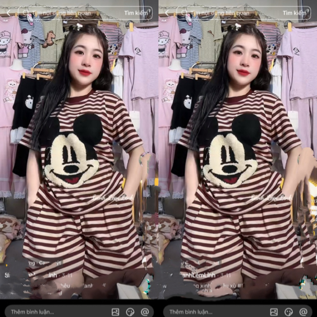Set Bộ Nữ , Set Bộ Kẻ Cotton Đùi Q800