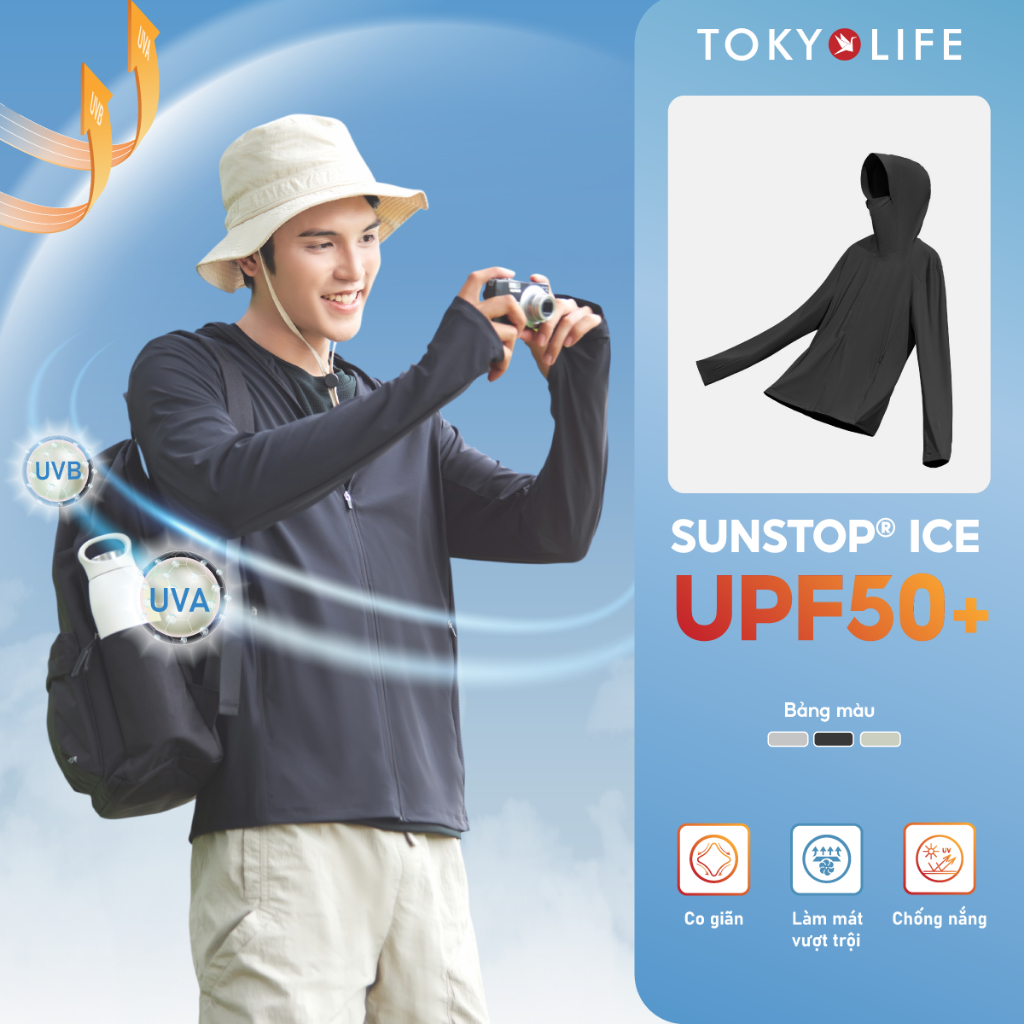 Áo khoác chống nắng nam SunStop Ice chống tia UV chi tiết trang trí TOKYOLIFE 40003401