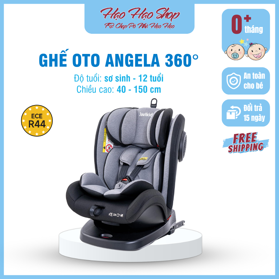 Ghế Ô Tô Cho Bé Jovikids Angela – Xoay 360°, ISOFIX, Chuẩn R44 dành cho bé (40–150cm)
