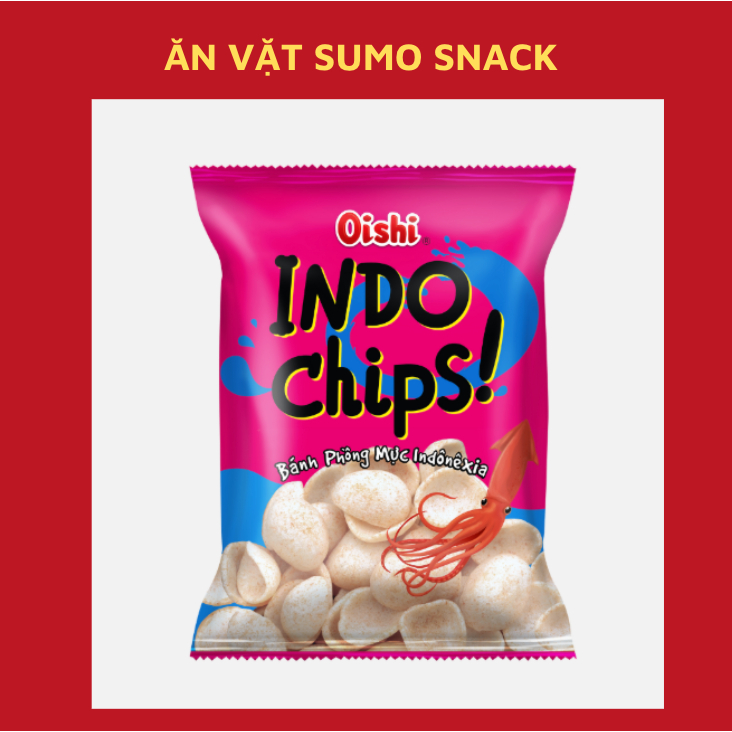 Bịch 10 Gói Bim Bim Snack Bánh Phồng Mực Oishi 12g-Ăn Vặt Sumo Snack