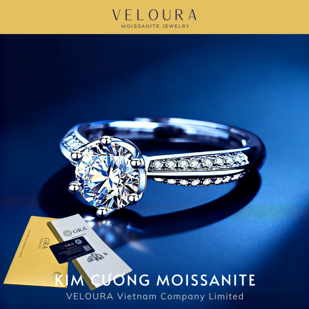 Nhẫn Nữ Moissanite 1 Carat Vương Miện 6 Chấu - Tỏa Sáng Sang Trọng VELOURA | GRA VJN007
