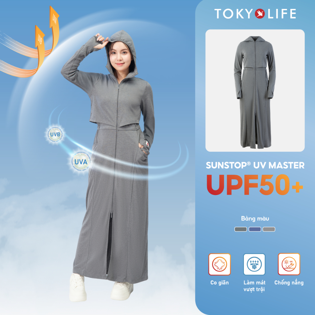 Áo khoác chống nắng Nữ có túi hộp chống tia UV SunStop Master TOKYOLIFE dáng dài thoáng mát 40000441