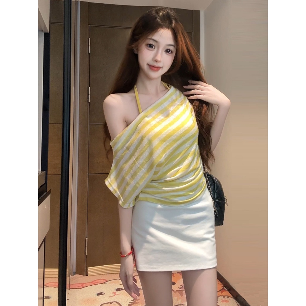 (Sẵn Xanh) Set Áo Trễ Vai Nữ WGWE Studio Kèm Bra Lót Đệm Ngực – Chất Thun Giấy Mỏng, Form Rộng 9115 | BigBuy360 - bigbuy360.vn