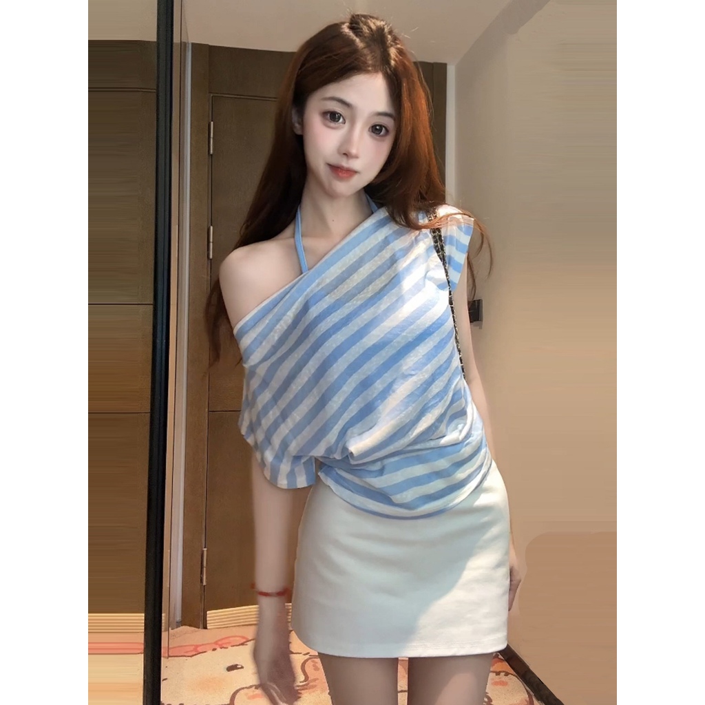 (Sẵn Xanh) Set Áo Trễ Vai Nữ WGWE Studio Kèm Bra Lót Đệm Ngực – Chất Thun Giấy Mỏng, Form Rộng 9115 | BigBuy360 - bigbuy360.vn