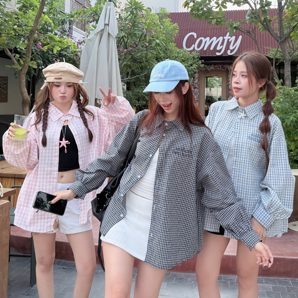 [SẢN PHẨM MỚI] Áo Sơ Mi Sọc Caro Free Size SSS.A Form Boxy Unisex Nhiều Màu Nam Nữ SSSTORE.Aesthetic | BigBuy360 - bigbuy360.vn