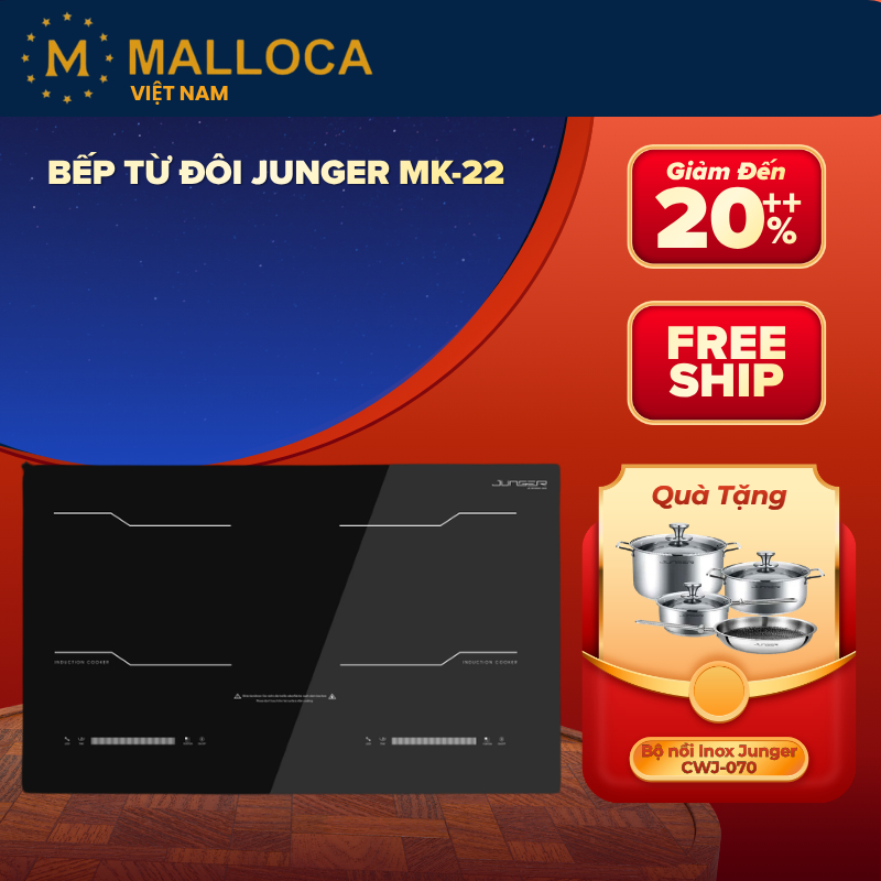 Bếp Từ Đôi Junger JG MK-22 – Công Suất 4000W – Nhập Khẩu Thái Lan – Thiết Kế Hiện Đại