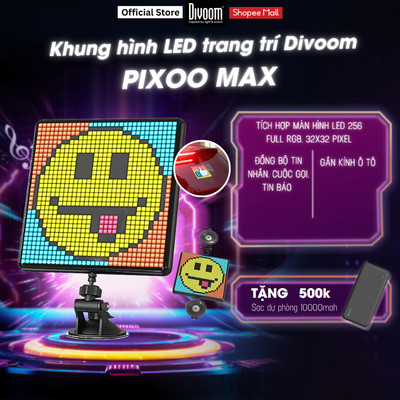 Màn hình Led trang trí Pixoo Max 32x32 pixel Divoom hiển thị đồng hồ, đồng bộ tin nhắn thông báo - BH 12 tháng 1 đổi 1