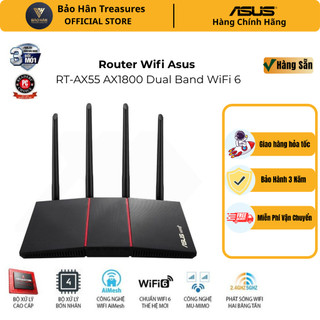 Router wifi asus rt-ax55 chuẩn ax1800 dual band wifi 6 - hàng chính hãng