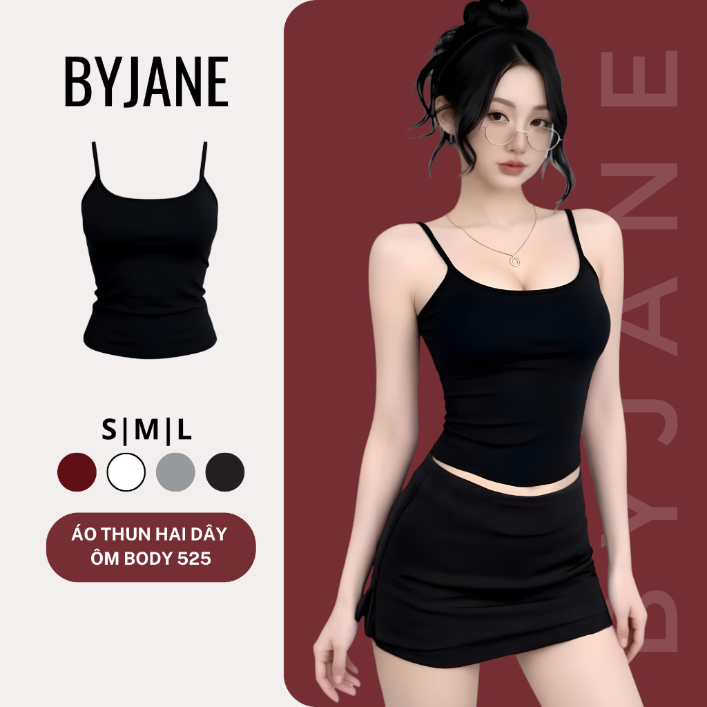 ( 39kg-62kg KÈM MÚT) Áo Hai Dây Bản Nhỏ Phong Cách Cá Tính Co Dãn 4 Chiều BYJANE-525 | BigBuy360 - bigbuy360.vn
