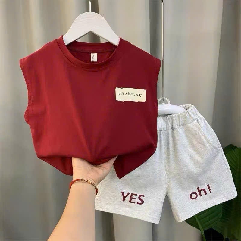 Bộ Quần Áo Ba Lỗ bé trai chất cotton mềm mịn, mát, họa tiết Yes Oh siêu xinh, -Kool--MÃ YES OH