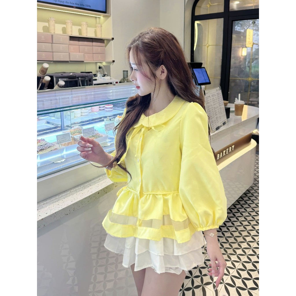 Áo kiểu nữ cổ sen tay bồng dáng peplum phối nơ xinh xắn phong cách tiểu thư (kèm quà tặng) AOT116 | BigBuy360 - bigbuy360.vn