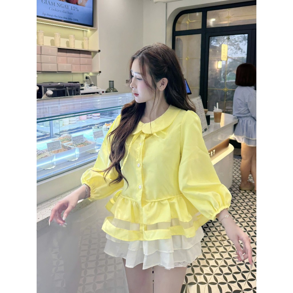 Áo kiểu nữ cổ sen tay bồng dáng peplum phối nơ xinh xắn phong cách tiểu thư (kèm quà tặng) AOT116 | BigBuy360 - bigbuy360.vn