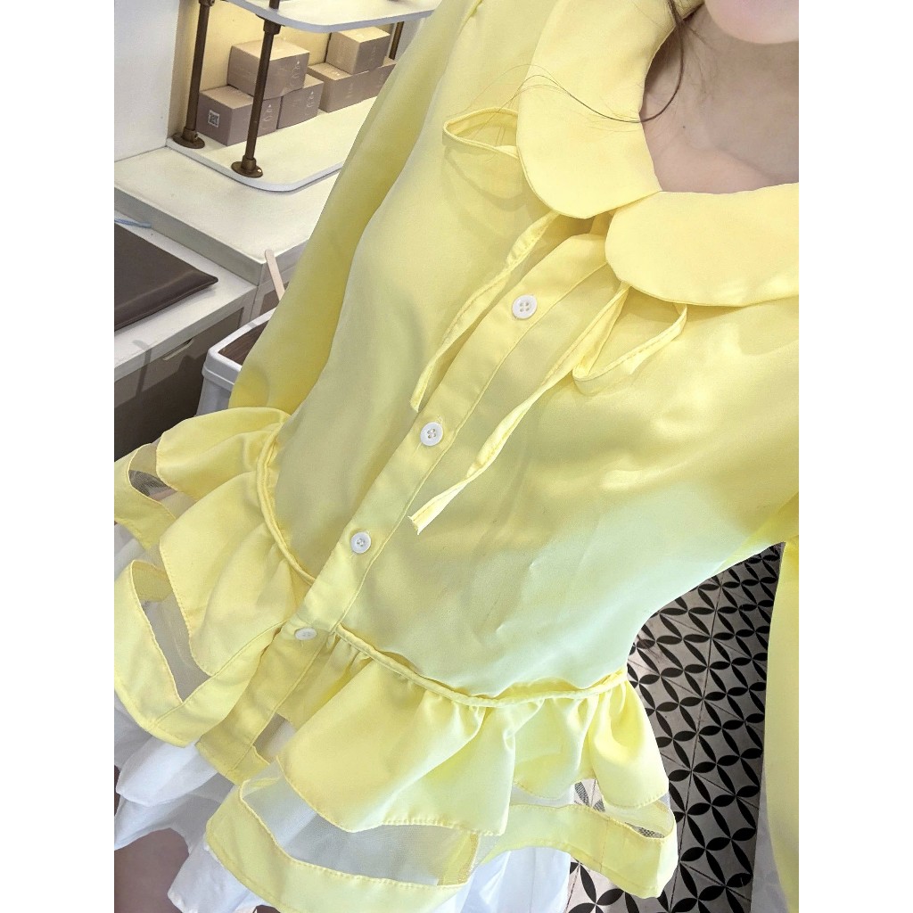 Áo kiểu nữ cổ sen tay bồng dáng peplum phối nơ xinh xắn phong cách tiểu thư (kèm quà tặng) AOT116 | BigBuy360 - bigbuy360.vn