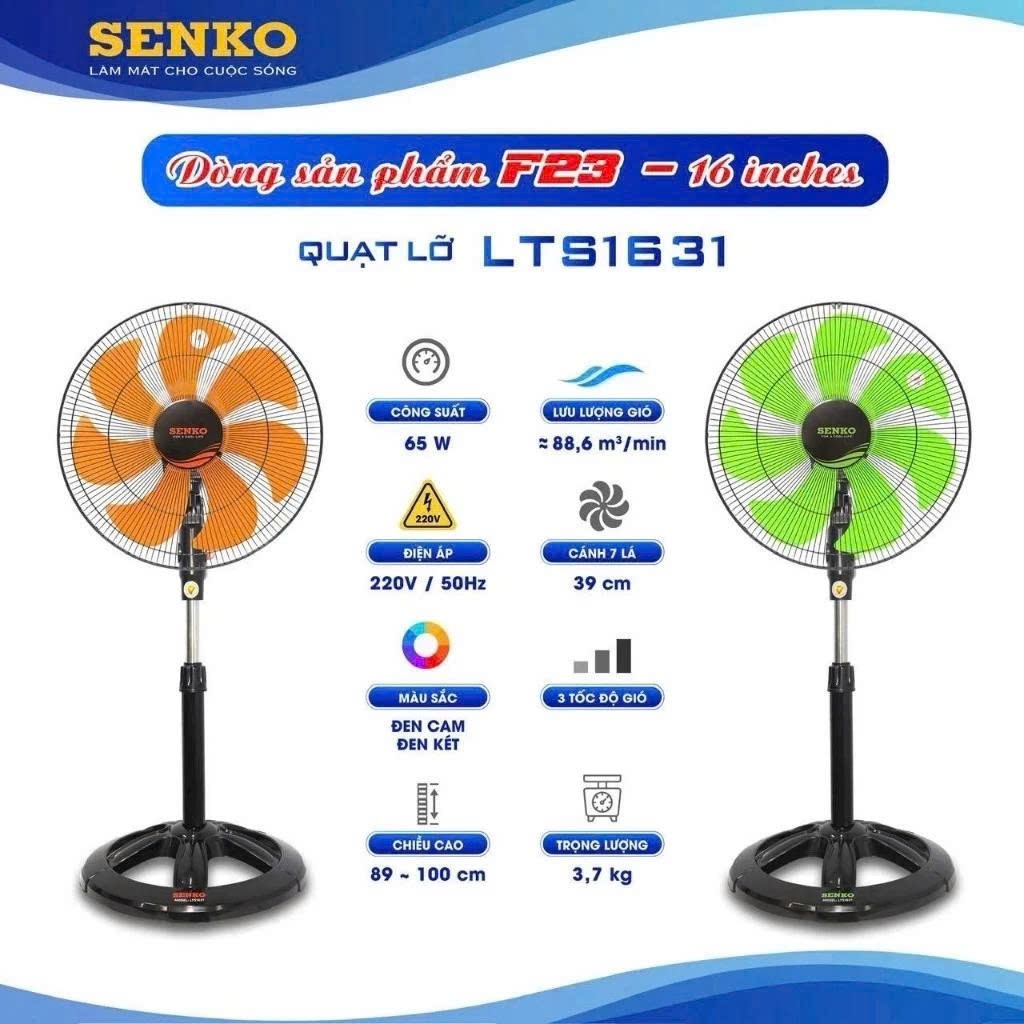 Quạt Lửng SenKo LTS1631 -Hàng CHính Hãng -Bh 2 năm-Màu Ngẫu Nhiên