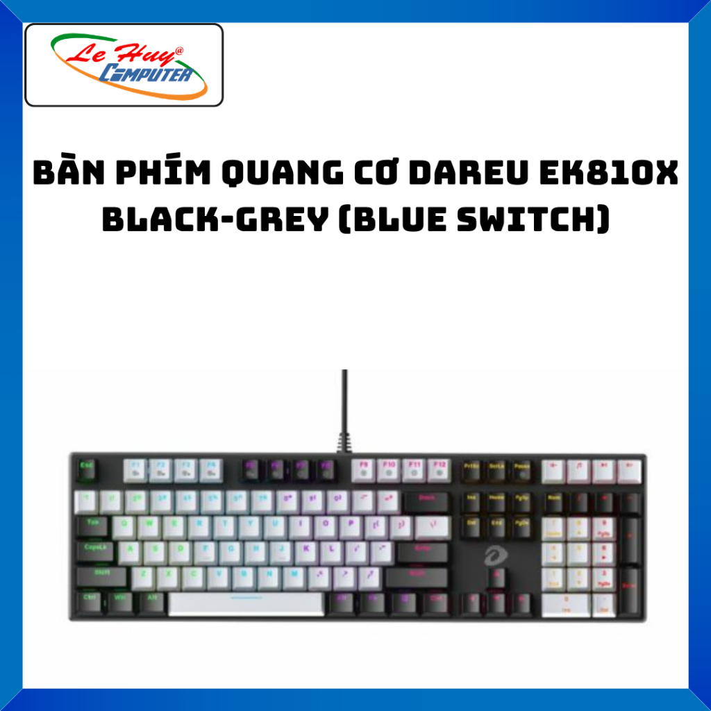 Bàn Phím Quang Cơ DAREU EK810X BLACK-GREY (Blue Switch) - Hàng Chính Hãng