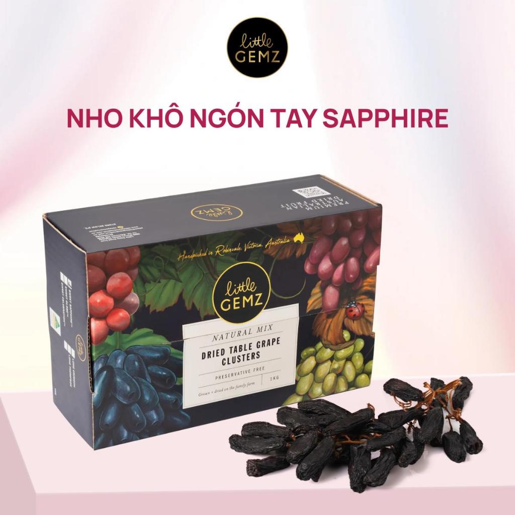 [NHẬP KHẨU ÚC] Nho khô ngón tay nguyên cành Little Gemz Sweet Sapphire Table Grapes 1kg