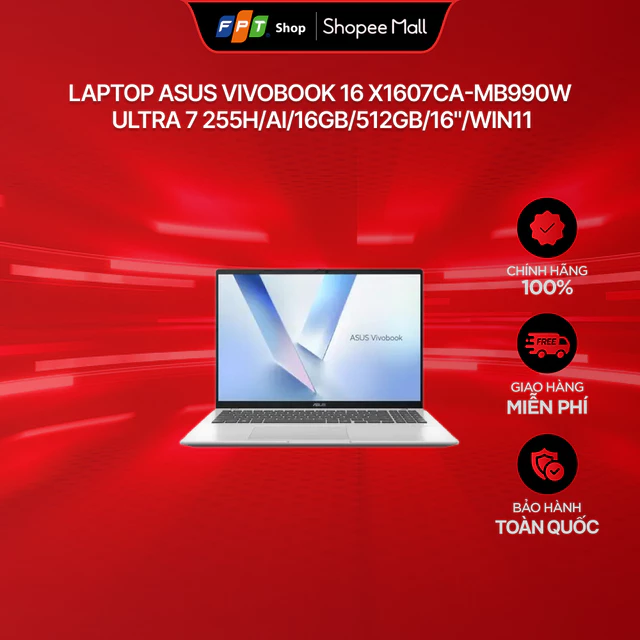 Laptop Asus Vivobook 16 X1607CA-MB990W Ultra 7 255H/AI/16GB/512GB/16"/Win11