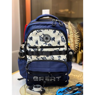 Balo Học Sinh BL1201 BALO GREAT DARKBLUE MIX WHITE M  Tiểu Học/THCS/THPT Chống Gù Lưng, Siêu Nhẹ, Quai Đeo Thoáng Khí