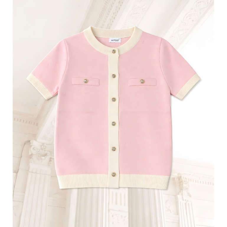 HTIQUE - SOFT SEASON mở bán Áo len dệt kim hai màu, Áo len dệt kim kiểu nữ phối viền trang nhã nhẹ nhàng LA45 | BigBuy360 - bigbuy360.vn