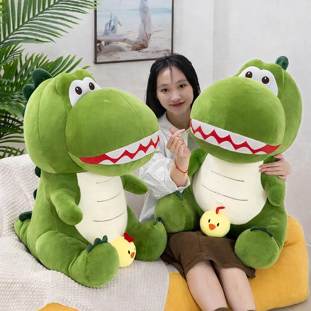 Gấu Bông Khủng Long Ngố, Gấu Bông Khủng Long Có Con Gà Con dễ thương, gấu bông mềm mịn ôm cực sướng