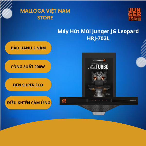 Máy Hút Mùi Junger JG Leopard HRJ-702 – Động Cơ Turbo AC Mạnh Mẽ – Cảm Ứng Vẫy Tay