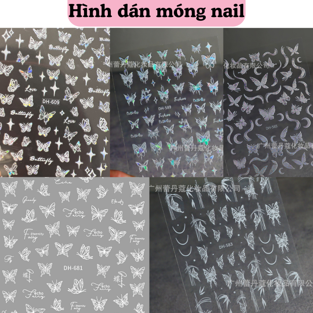 [Mua từ 2 tấm giá ưu đãi] Sticker dán móng mẫu bướm gấu hottrend
