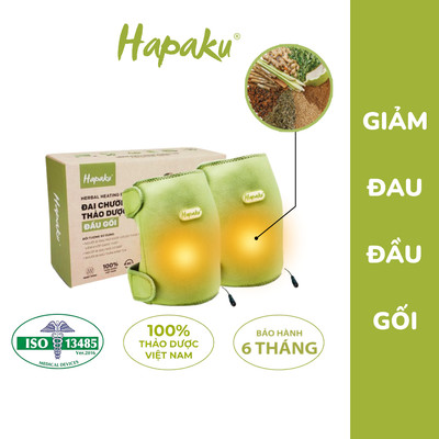 Bộ 2 Đai Chườm Đầu Gối Thảo Dược HAPAKU, Giảm Đau Mỏi Khớp Gối, Căng Cứng Cơ, Tăng Tuần Hoàn Máu