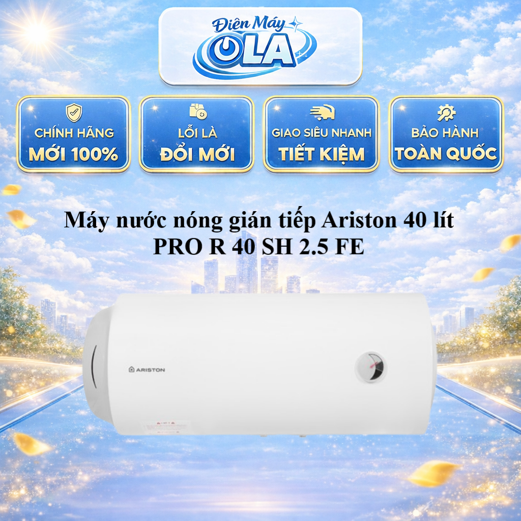 PRO R 40 SH 2.5 FE - Máy Nước Nóng Gián Tiếp BÌNH NGANG Ariston 40L PRO R 40 SH 2.5 FE