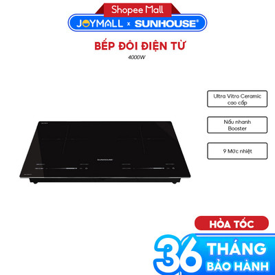 Bếp Đôi Điện Từ Sunhouse SHB81032-EC, Hàng Chính Hãng, Mặt Kính Cao Cấp, Đa Dạng Tính Năng - JoyMall