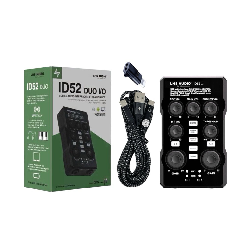 BOX LIVE ID52 DUO Hãng LHS AUDIO hỗ trợ thu âm, live stereo 24bit, có PK, live sạc