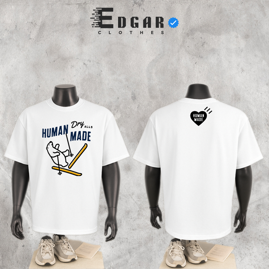 Áo Thun 𝘏𝘜𝘔𝘈𝘕 𝘔𝘈𝘋𝘌 In Hình Sắc Nét, Áo Thun Nam Nữ - Tshirt 𝘏𝘜𝘔𝘈𝘕 Unisex, Form Oversize, 260GSM  - M