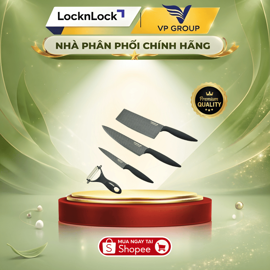 [CHÍNH HÃNG] Bộ dao 4 món màu đen LocknLock, màu đen - CKK104S4 (VPG)