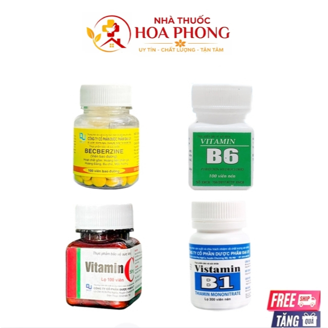 Set 10 lọ Vitamin B1, Vitamin B6, Vitamin C Berberin - Bổ sung vitamin cho cơ thể 100 viên - Đại Uy