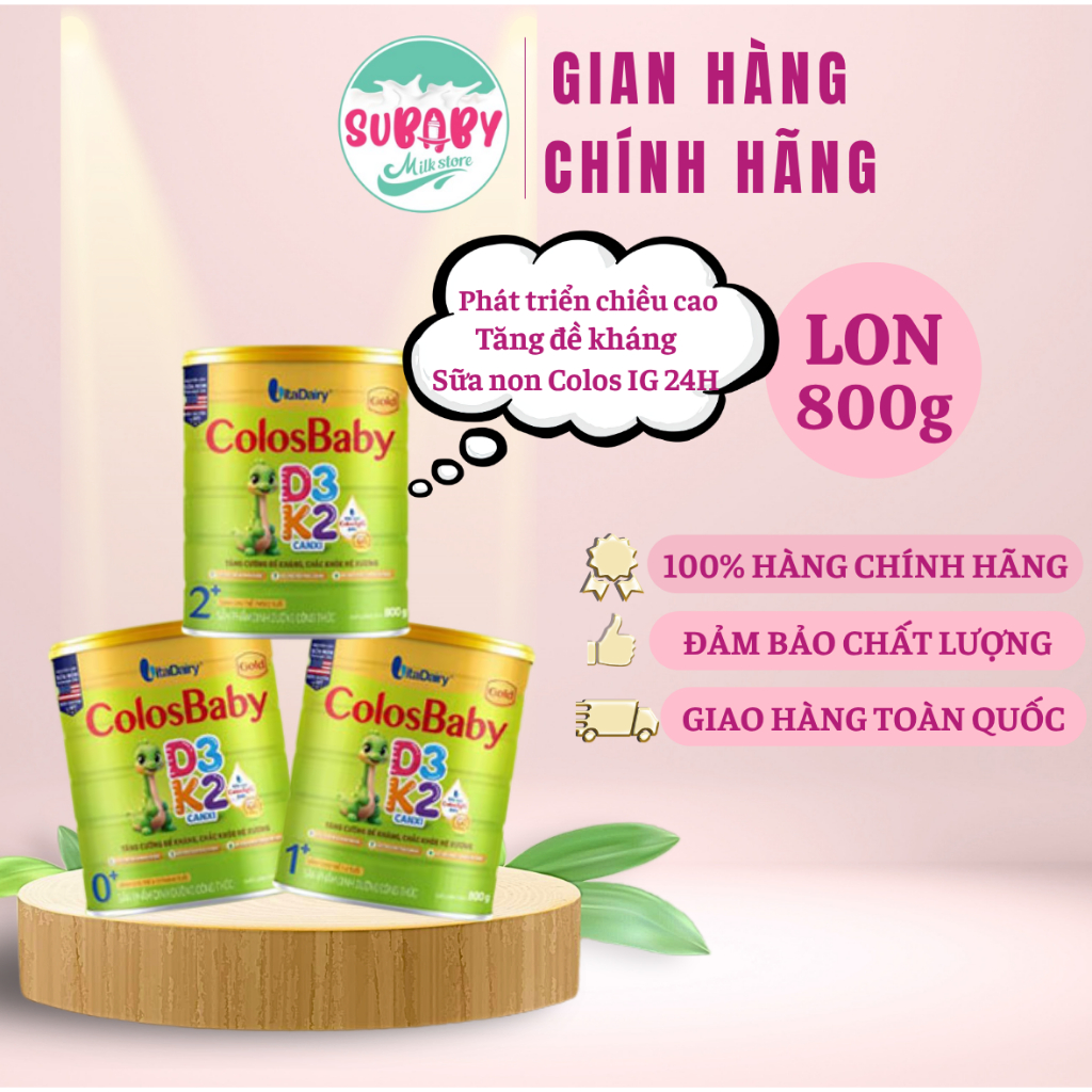 Sữa non Colosbaby K2D3 số 0+/1+/2+800g giúp bé phát triển chiều cao và xương chắc khỏe