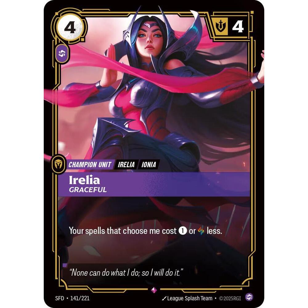 Thẻ Bài Riftbound Mã SFD-141/221 - Irelia - Graceful - Champion Unit - Rare
