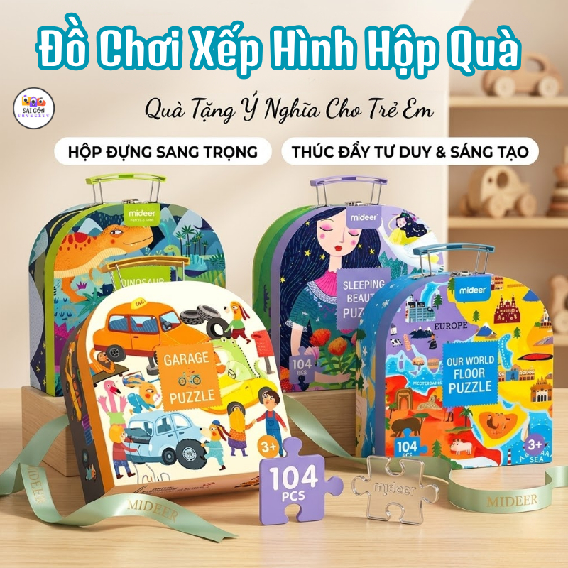 Bộ Xếp Hình Puzzle Mideer Cho Bé 5–9 Tuổi – Đồ Chơi Giáo Dục Lắp Ráp Trí Tuệ Vali Hộp Quà